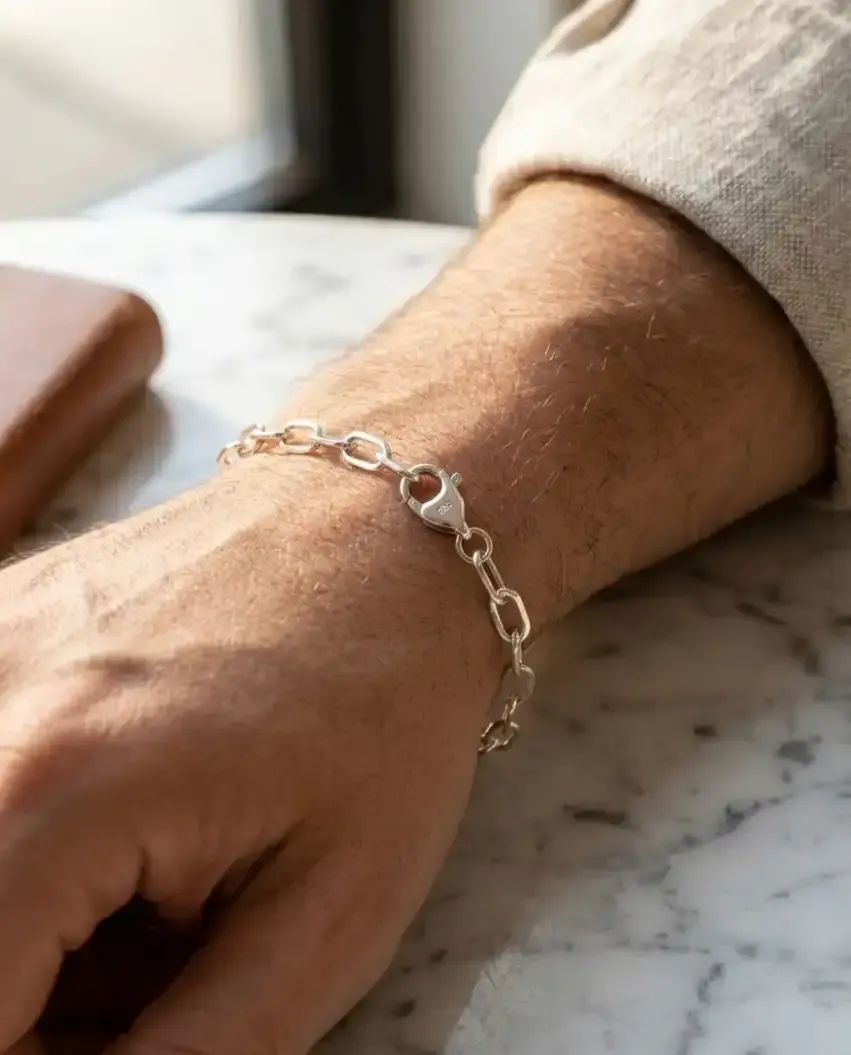 Pulsera de eslabones con cierre de corazón de Prisma Plata
